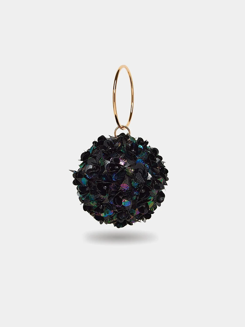 Ball Shaped Handbag With 3D Flowers
