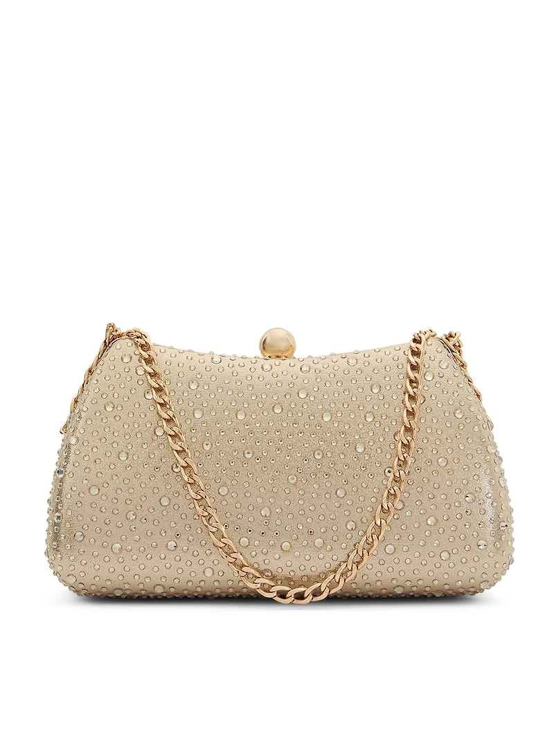 Satin Handbag With Rhinestone Embellishments