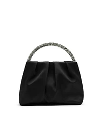 Satin Pouch Bag With Jewelled Handle