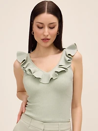 Metallic Ruffle Sweater
