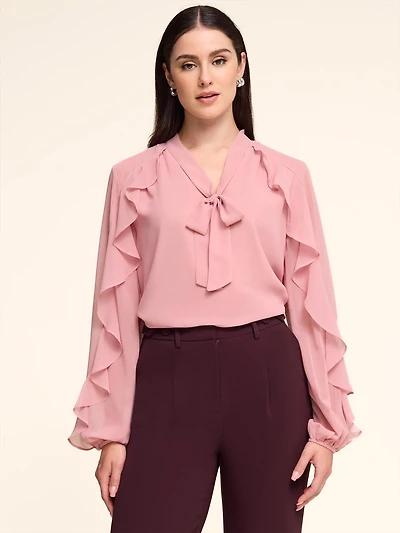 Long Ruffle Sleeve Blouse