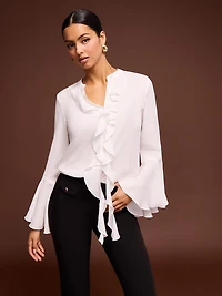 Ruffle Button-Up Blouse