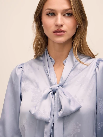 Floral Blouse With Neck Tie