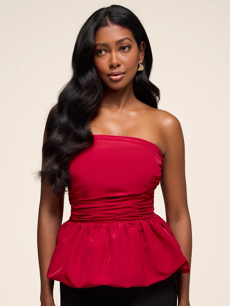 Strapless Bubble Hem Top