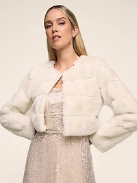 Striped Faux-Fur Bolero