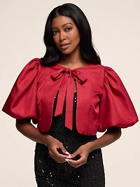 Boléro en satin à manches bouffantes