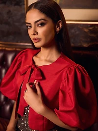 Puff Sleeve Satin Bolero