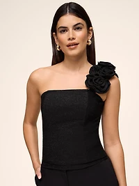 Haut à paillettes avec bretelle fleurie