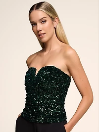 Haut tube à paillettes avec décolleté en coeur