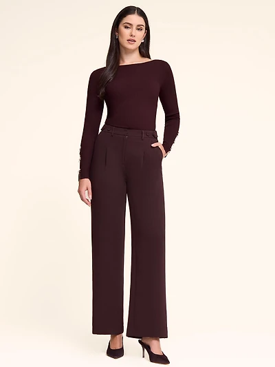High-Waisted Wide-Leg Pleated Pant