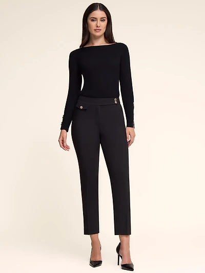 Mid-Rise Slim-Leg Cropped Pant