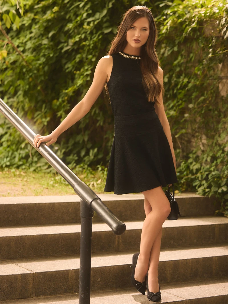 Flared Bouclé Mini Skirt