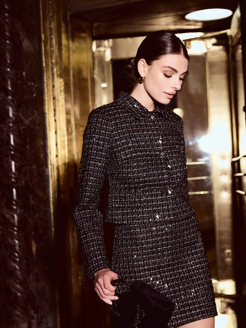 Veste en tweed et paillettes