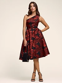 One-Shoulder Fit & Flare Floral Dress