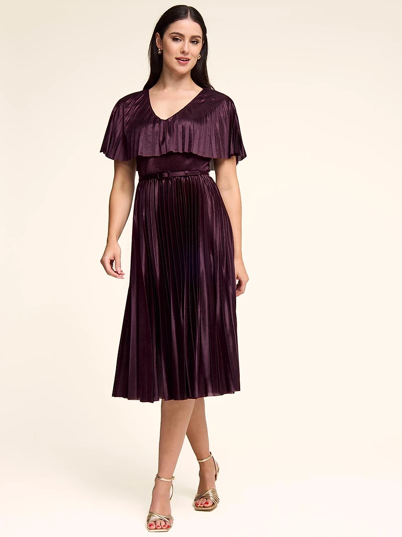 Fit & Flare Pleated Midi Dress