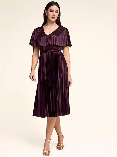 Fit & Flare Pleated Midi Dress