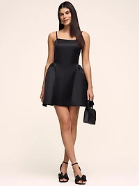 Satin Mini Dress With Flared Skirt