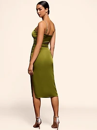 Midi Satin Slip Dress With Jewel Detail