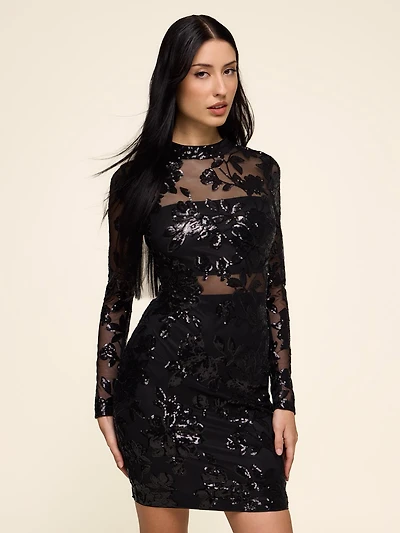Floral Sequin Mini Dress