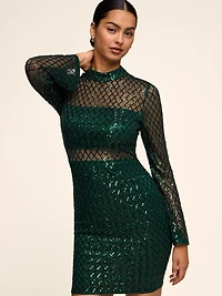 Patterned Sequin Mini Dress