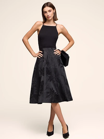 Fit & Flare Jacquard Floral Dress