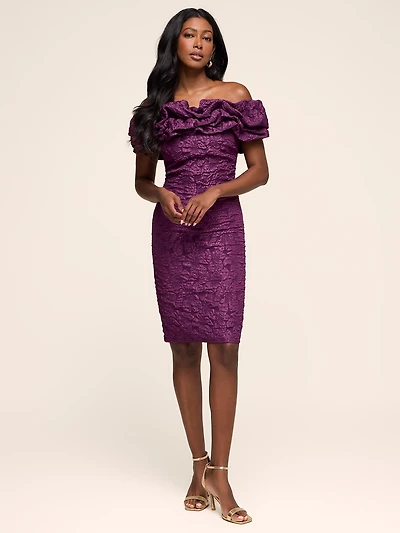 Ruffle Off-The-Shoulder Sheath Dress