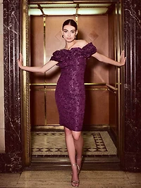 Ruffle Off-The-Shoulder Sheath Dress