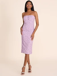 Strapless Floral Jacquard Sheath Dress