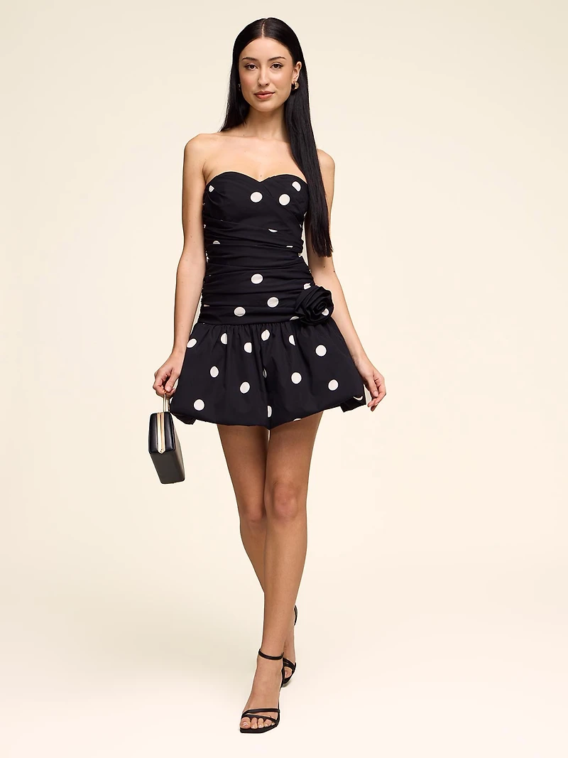 Polka Dot Mini Dress With Bubble Hem