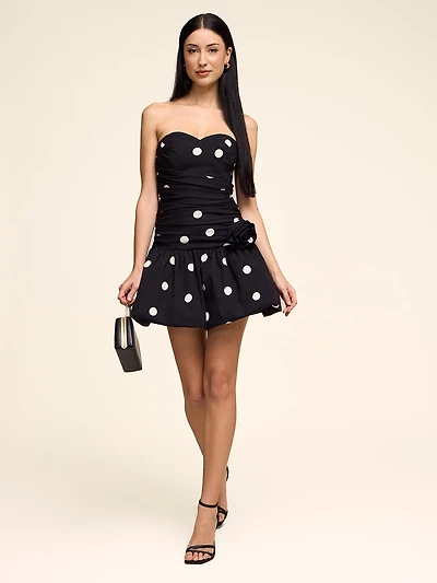 Polka Dot Mini Dress With Bubble Hem