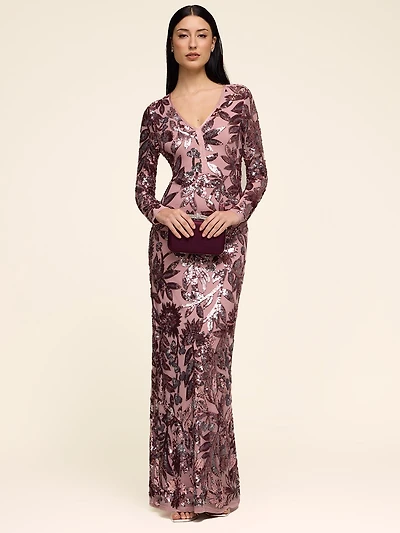 Floral Sequin Gown