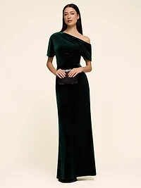 Velvet Gown With Asymmetric Neckline