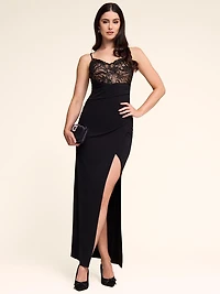 V-Neck Gown With Sequin & Soutache