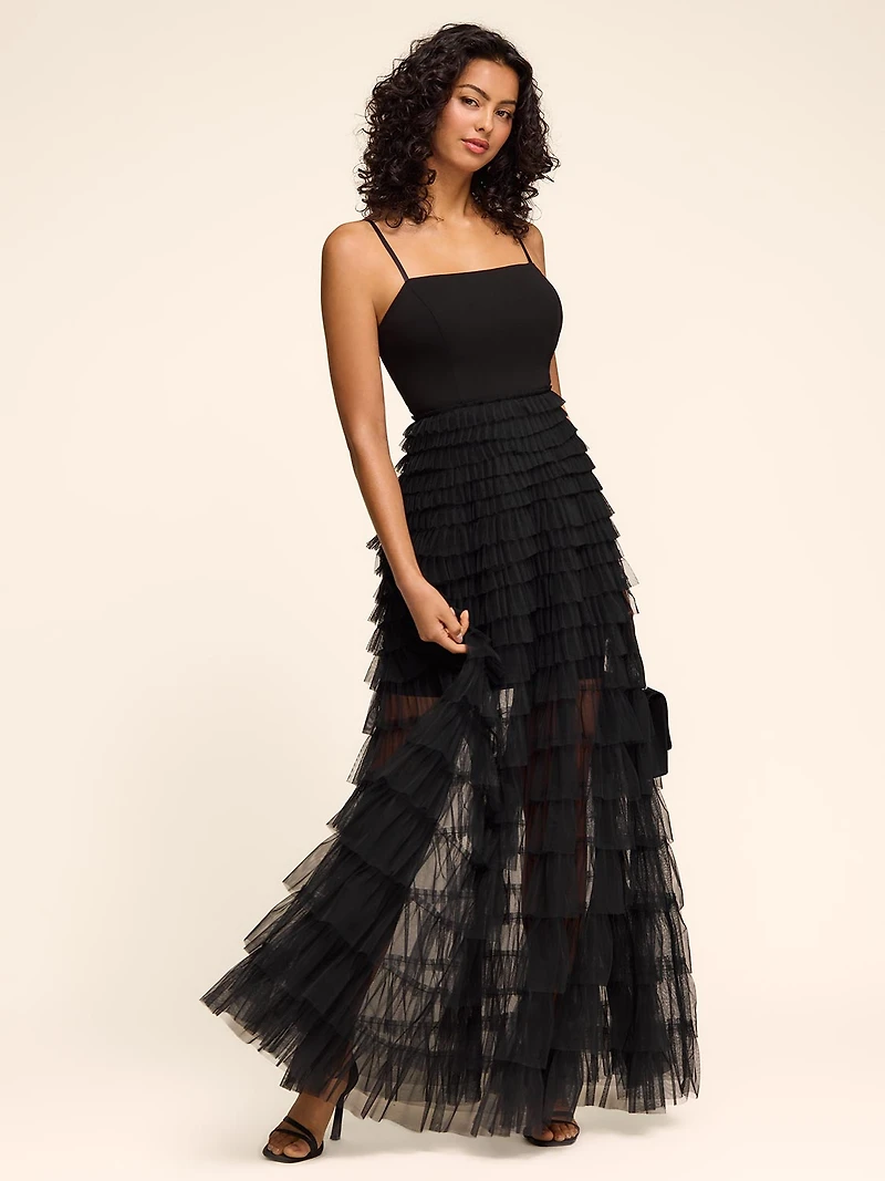 Tiered Gown With Tulle Skirt