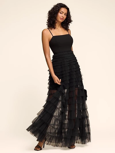 Tiered Gown With Tulle Skirt
