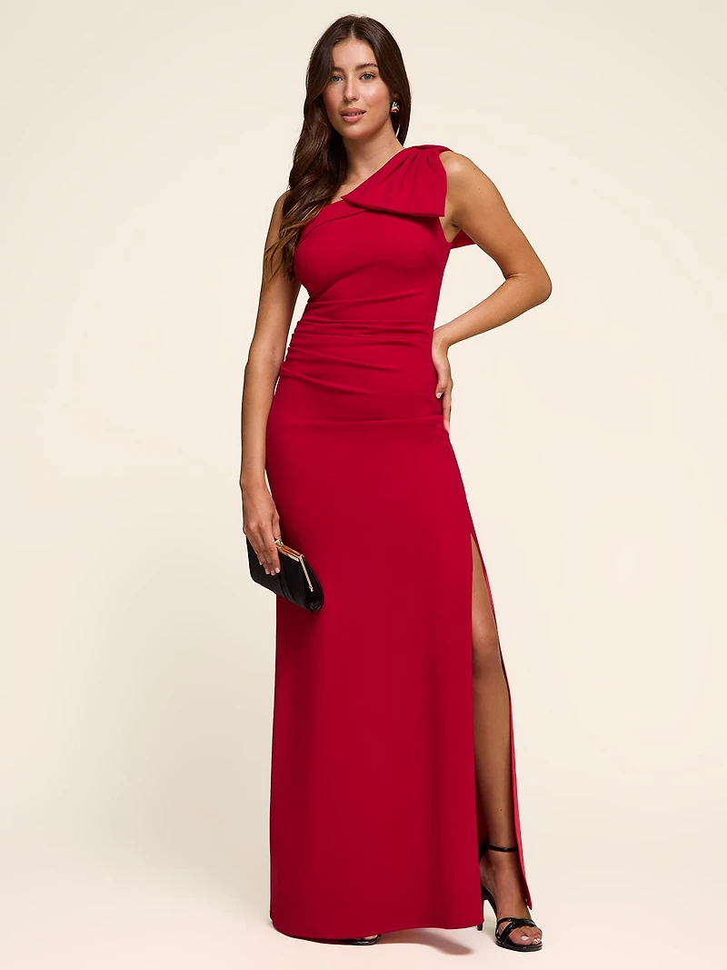 One-Shoulder Gown With Statement Bow