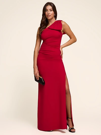 One-Shoulder Gown With Statement Bow