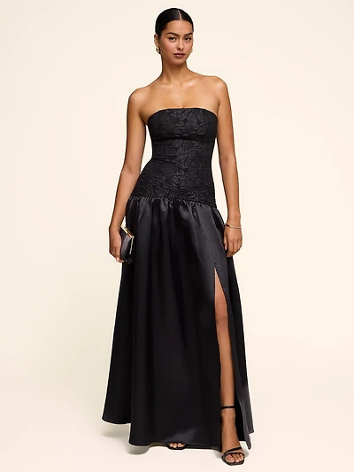 Strapless Drop Waist Gown