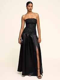 Strapless Drop Waist Gown