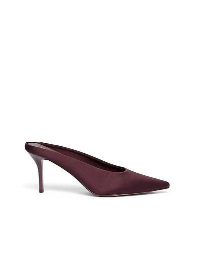 Pointed-Toe Satin High-Heel Mule