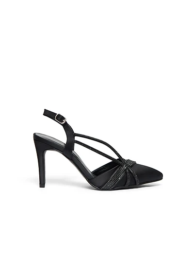 Satin High Heel With Jewel Embellishments