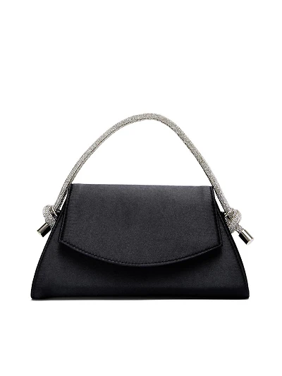 Sac à main en satin avec poignée ornée de bijoux