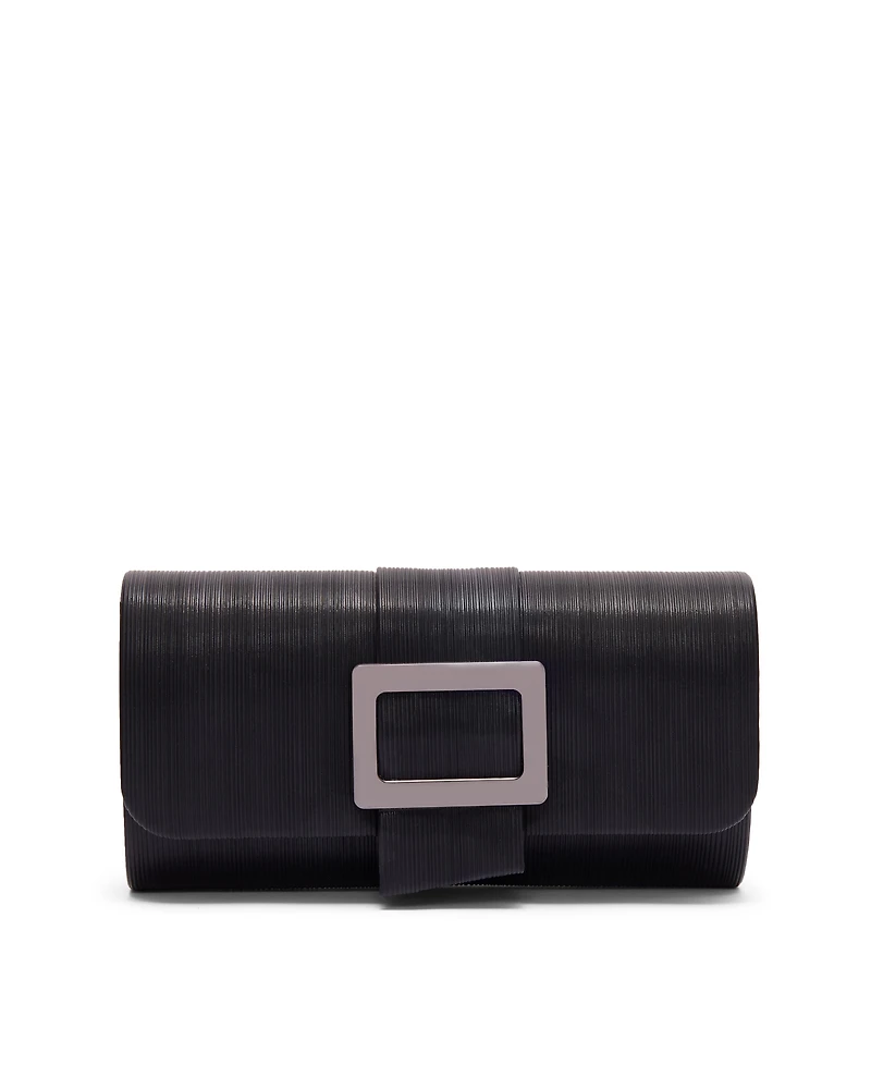 Faux-Leather Clutch With Buckle