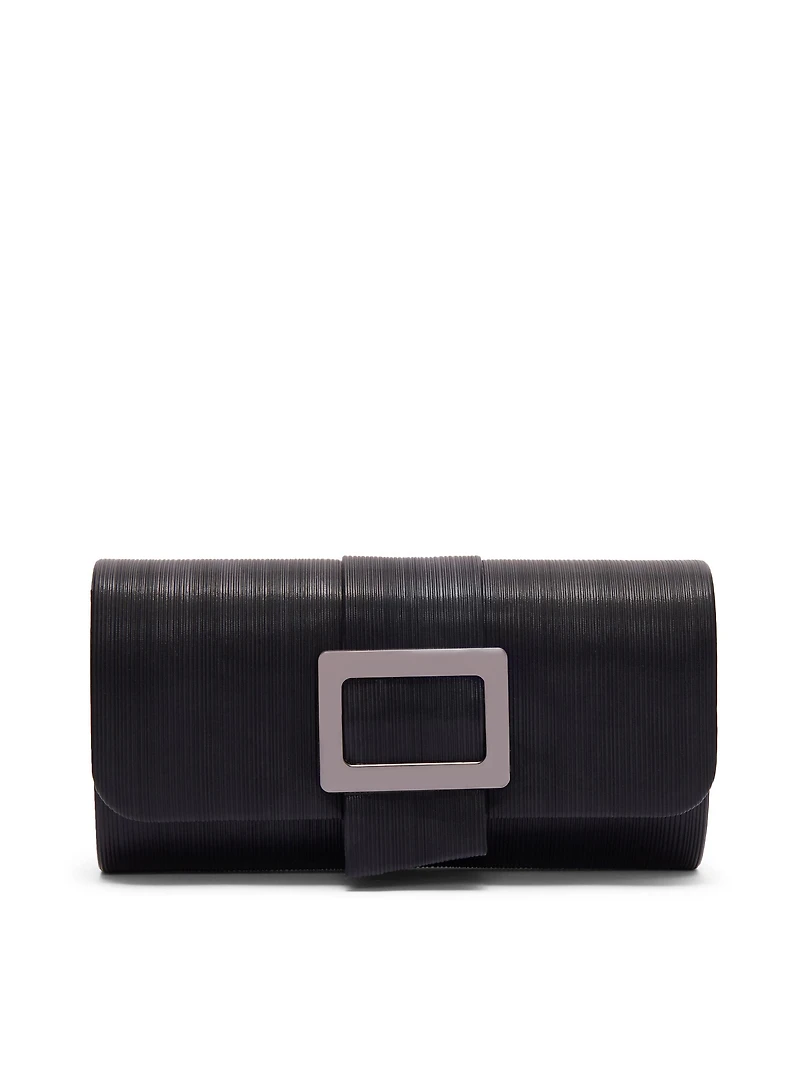 Faux-Leather Clutch With Buckle