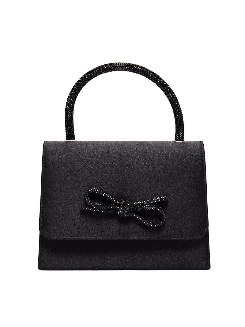 Sac à main en satin avec boucle ornée de bijoux