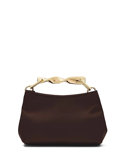 Woven Satin Bag with Gold Metal Top Handle