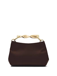 Woven Satin Bag with Gold Metal Top Handle