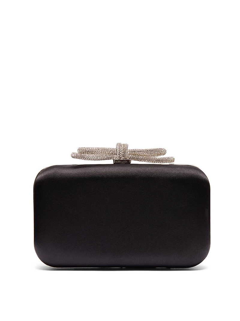 Satin Minaudiere With Rhinestine Bow