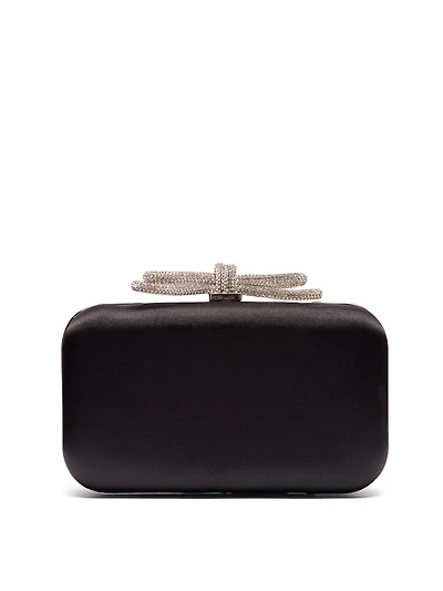 Satin Minaudiere With Rhinestine Bow