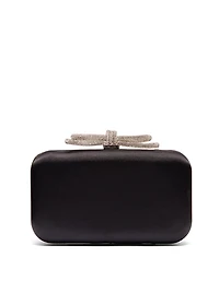 Satin Minaudiere With Rhinestine Bow